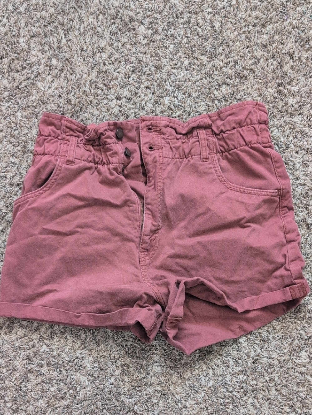 Abercrombie & Fitch High-Waist Paperbag Shorts in Rose
